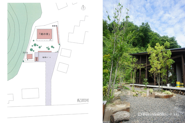 かわまた結の家の配置図と外観