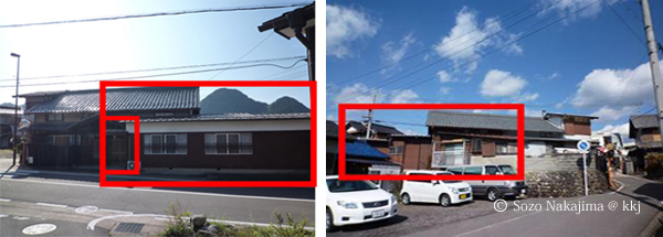(左)建物外観:北面(右)建物外観:南面